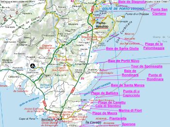 Carte de Sperone à PortiVechju