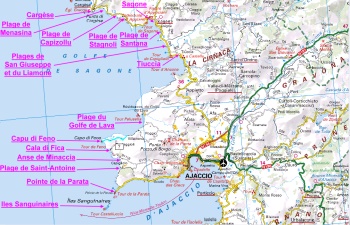 Carte des alentours du golfe de Sagone